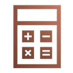 Tekening van een rekenmachine in de kleur brons