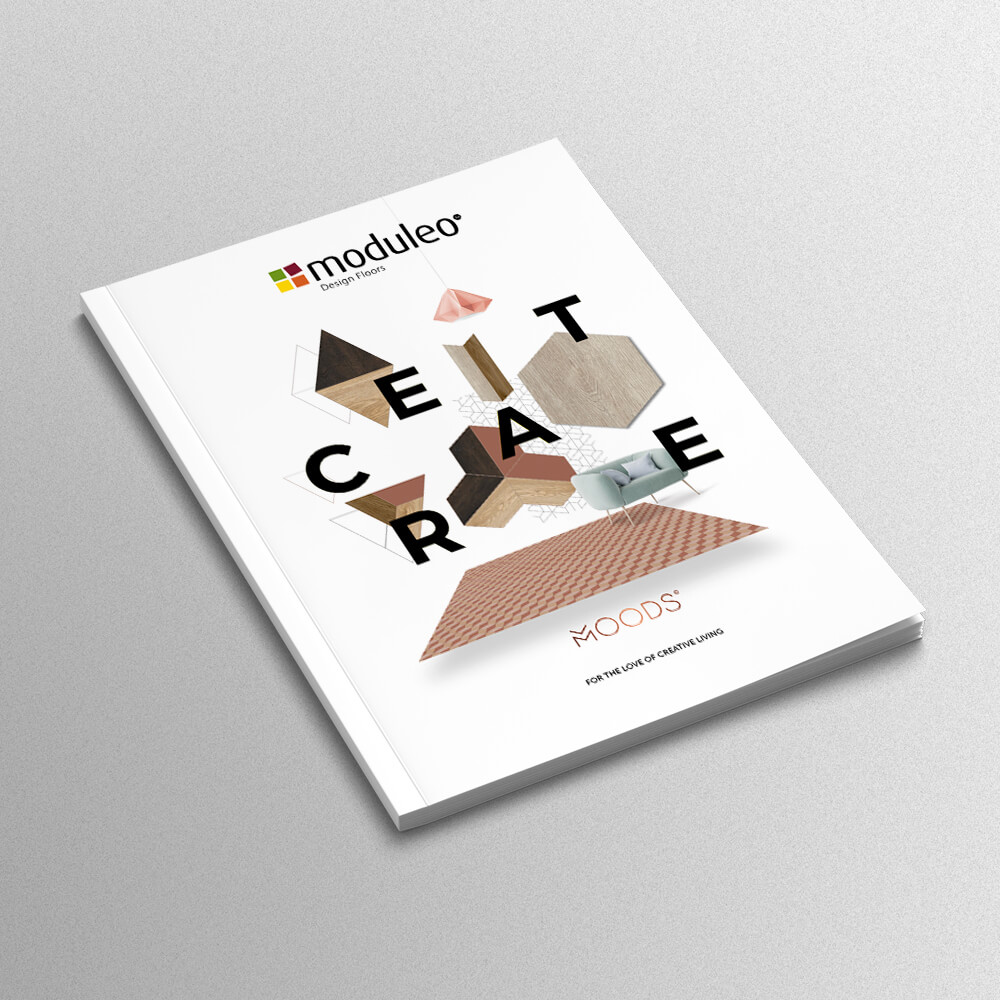 Mock-up Moduleo Moods brochure 2021 - creatieve - modulaire pvc vloeren 