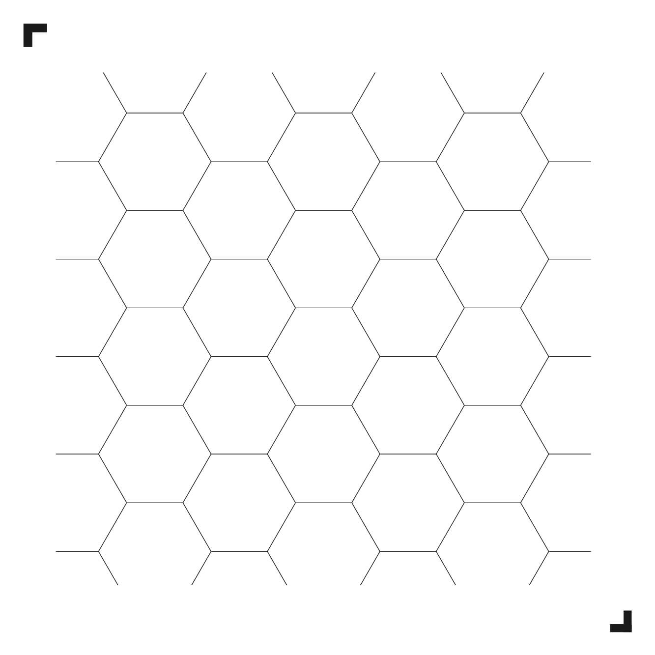 black & white drawing of the Big Hexagon pattern - Moduleo Moods - Luxury Vinyl Tiles - Creative flooring