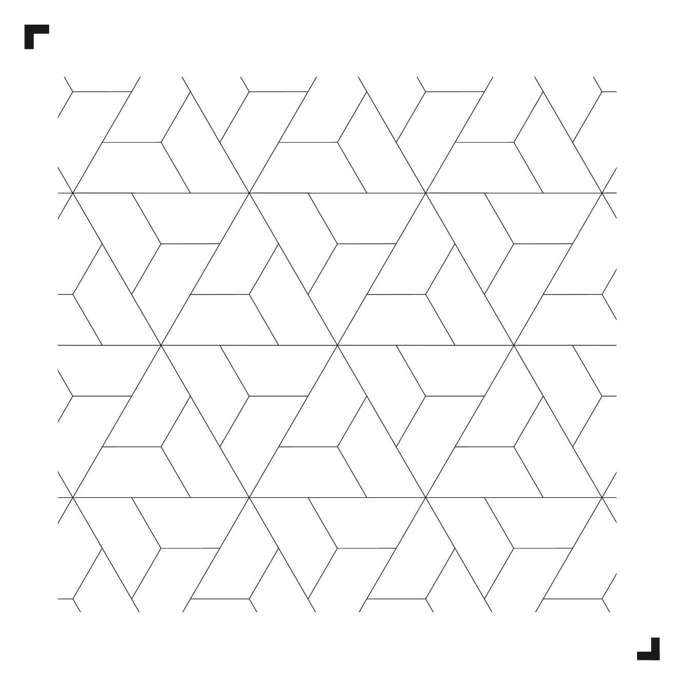 black & white drawing of the Vortex pattern - Moduleo Moods - Luxury Vinyl Tiles - Creative flooring
