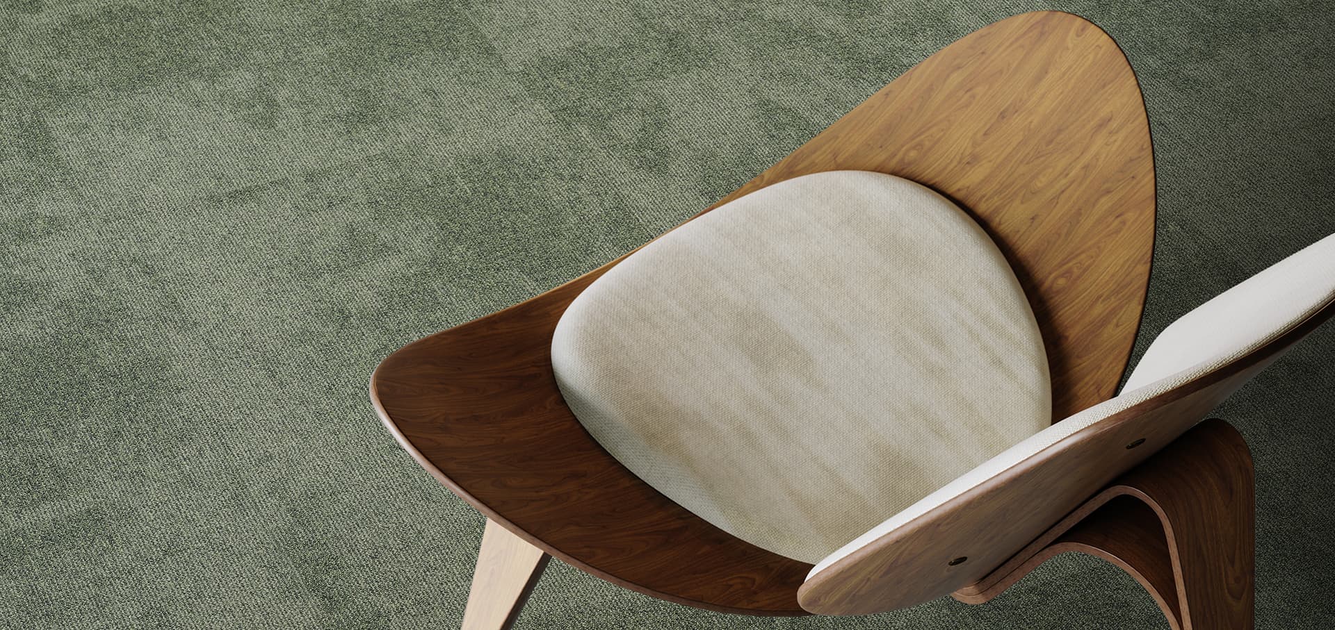 Carpet tile floor with a design chair