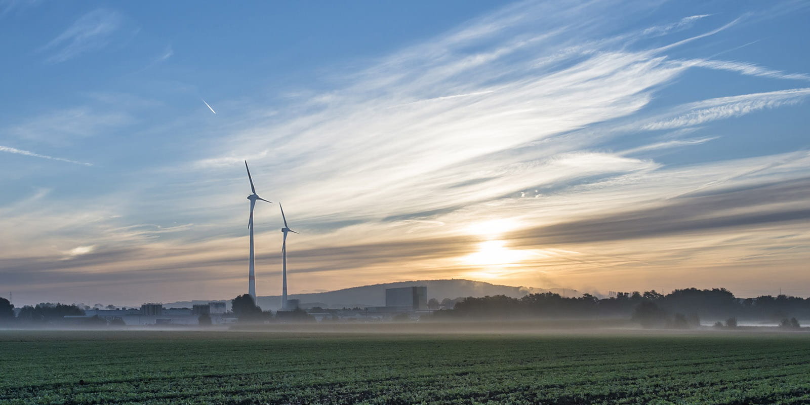 Windmills on production site of carpet tiles